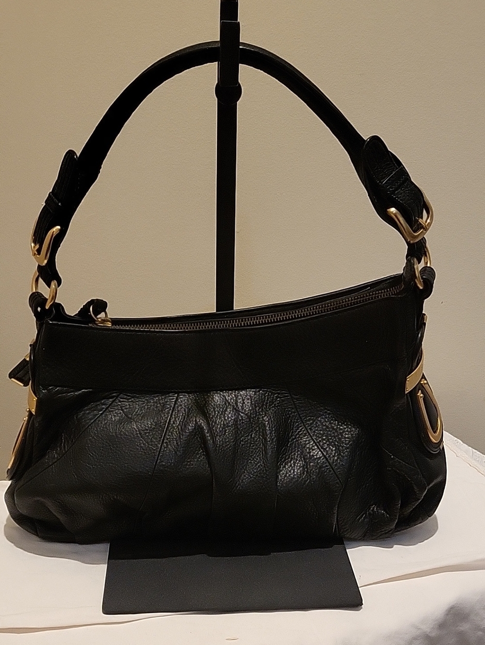 B Makowsky Black Leather Shoulder Bag - Classic Women’s Handbag